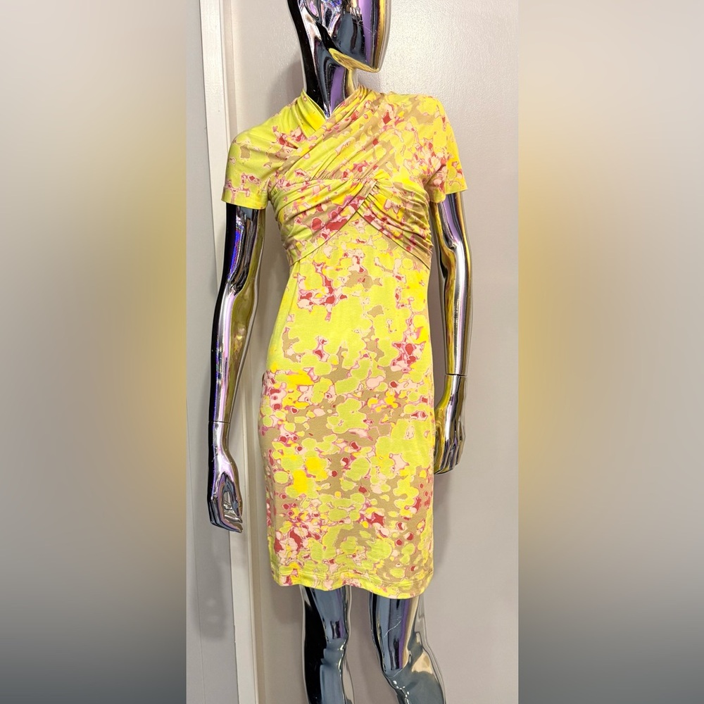 Carven Yellow + Pink Dress w/Multi-coloured accents